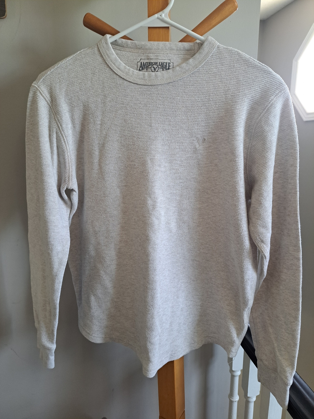 American Eagle Cream Waffle Knit Thermal Top